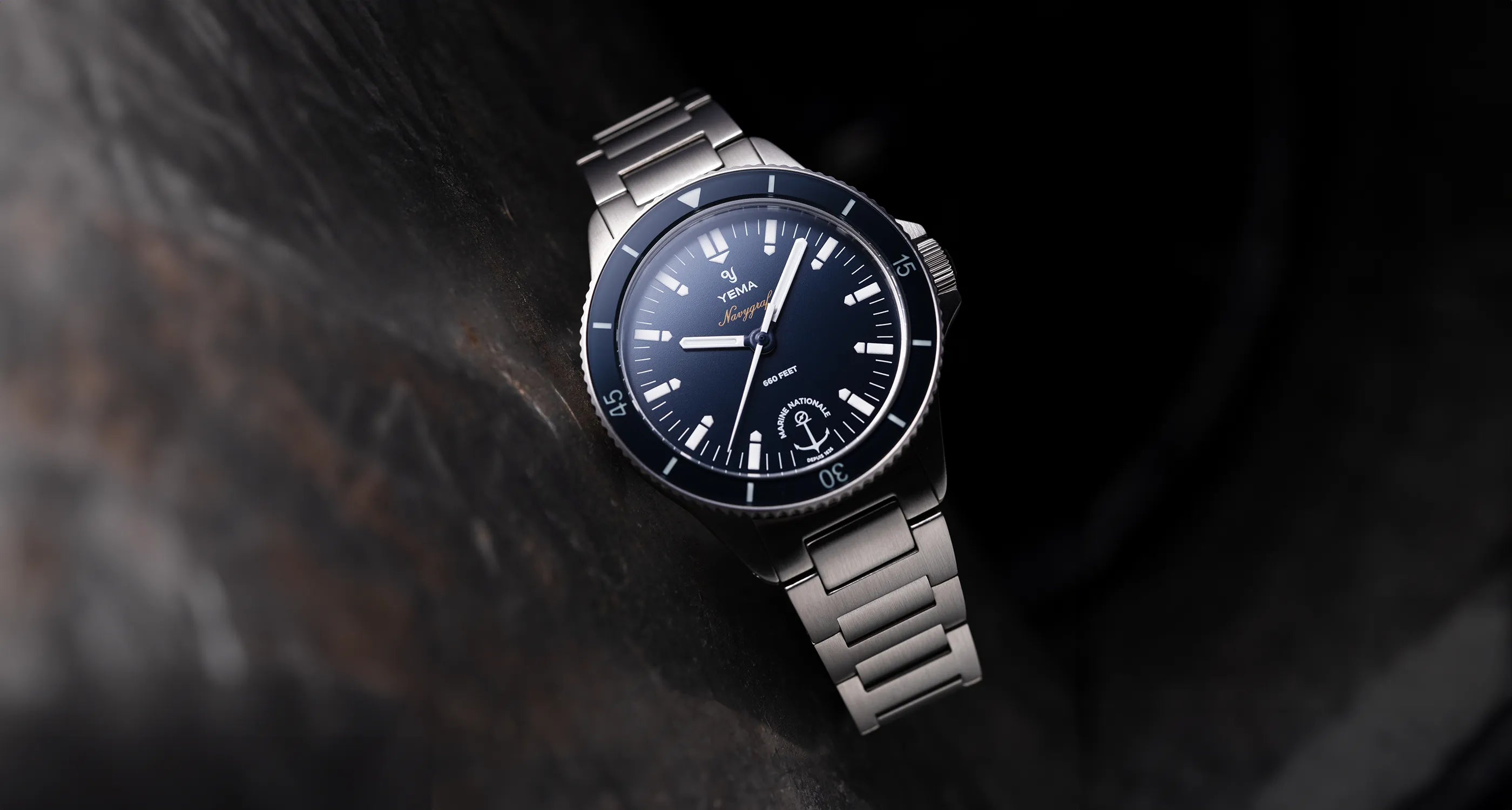 Montre Yema Navygraf Marine Nationale - Quartz, Acier Inoxydable, Bleu, étanche 200m, Neuf Avec étui